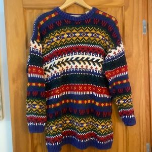 Unique multi color patterned sweater. Marsh Landing brand size Medium.